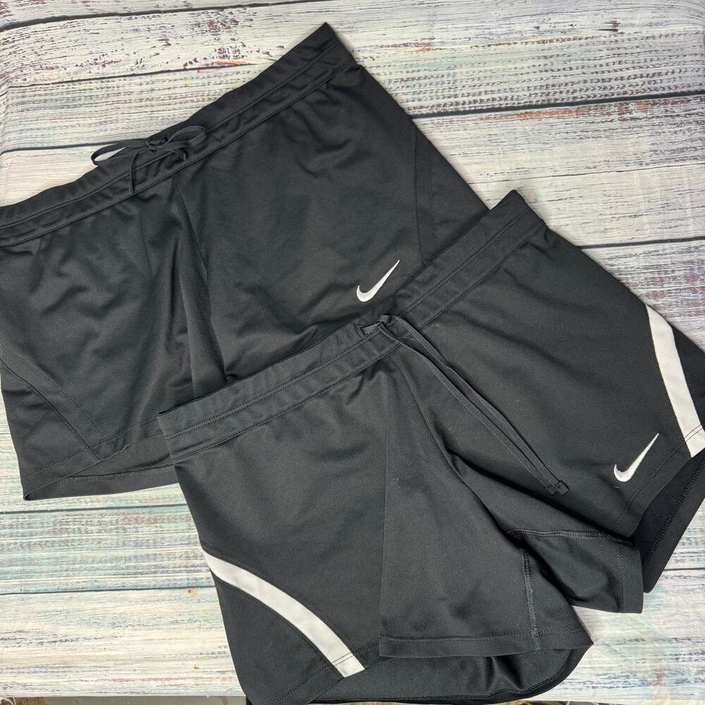 Nike Athletic Running Gym Shorts Black 2PC Bundle Women's Med